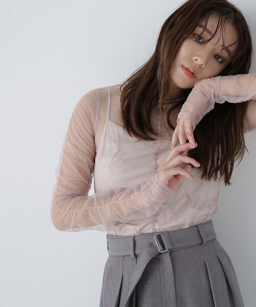 NATURAL BEAUTY BASIC（ナチュラルビューティーベーシック）の「◇チュールギャザートップス（シャツ/ブラウス・レディース・オフホワイト/ベージュ/ブラック・FREE）」の13枚目の写真