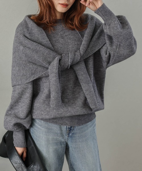 La-gemme（ラジェム）の「プルオーバー＆ニットショールセット（ニット/セーター・レディース・アイボリー/ブラック/ブルー/グレー・フリー）」の18枚目の写真