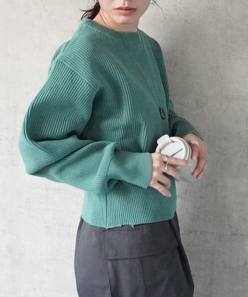 片畦ダンボールニットクロップド丈プルオーバー（ニット/セーター
