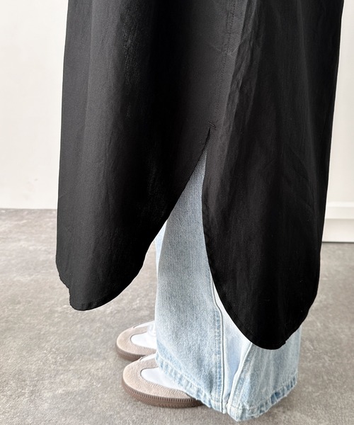 classicalelf(クラシカルエルフ)の「これ一枚でアウターとしても活躍♪綿100%ロングシャツワンピース(長袖)(ステンカラーコート・レディース・ブラック/ベージュ・X-LARGE/SMALL/MEDIUM/LARGE)」の14枚目の写真