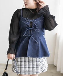 フロントリボンデニムビスチェ
