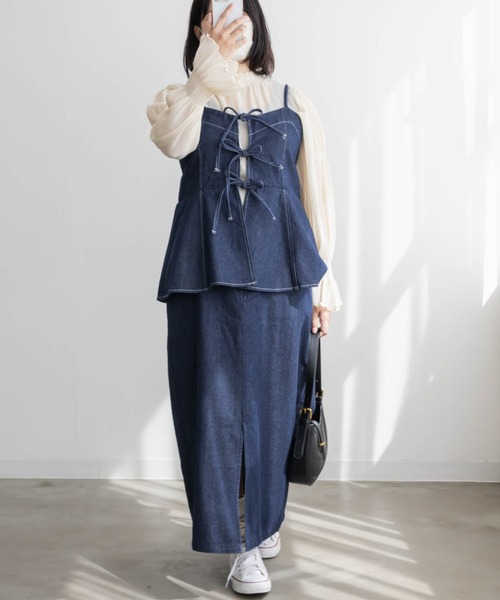 CLETTE(クレット)の「フロントリボンデニムビスチェ(その他トップス・レディース・ネイビー/ブラック・4L/3L/LL)」の16枚目の写真