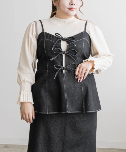 CLETTE(クレット)の「フロントリボンデニムビスチェ(その他トップス・レディース・ネイビー/ブラック・4L/3L/LL)」の19枚目の写真