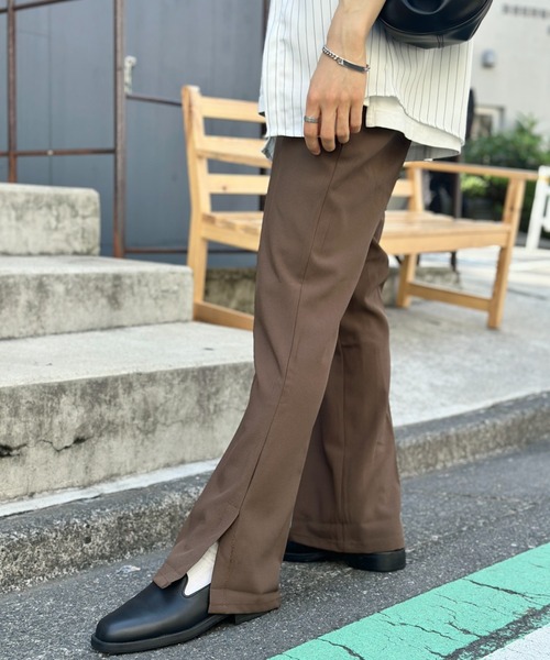 セール】ベーシックスリットフレアスラックス（スラックス