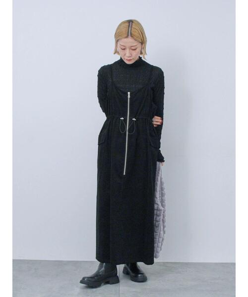 Samansa Mos2 blue（サマンサモスモスブルー）の「アソートコーデュロイキャミワンピース（ワンピース・レディース・チャコールグレー/ブラック/ブラウン・F）」の2枚目の写真