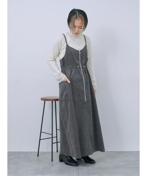 Samansa Mos2 blue（サマンサモスモスブルー）の「アソートコーデュロイキャミワンピース（ワンピース・レディース・チャコールグレー/ブラック/ブラウン・F）」の5枚目の写真