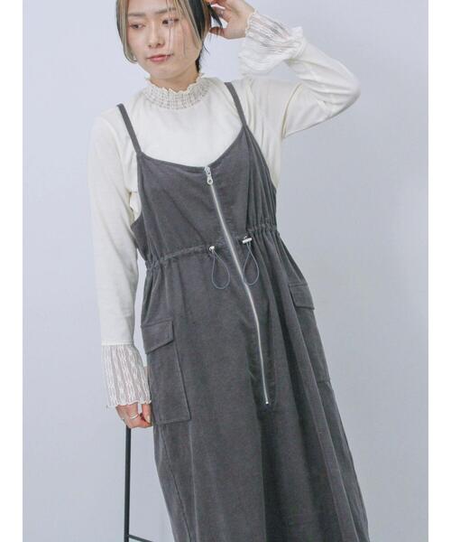 Samansa Mos2 blue（サマンサモスモスブルー）の「アソートコーデュロイキャミワンピース（ワンピース・レディース・チャコールグレー/ブラック/ブラウン・F）」の8枚目の写真