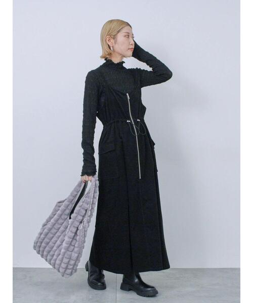 Samansa Mos2 blue（サマンサモスモスブルー）の「アソートコーデュロイキャミワンピース（ワンピース・レディース・チャコールグレー/ブラック/ブラウン・F）」の12枚目の写真