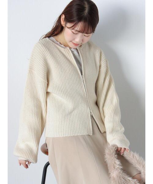 ehka sopo（エヘカソポ）の「スパンコールダブルジップカーディガン（カーディガン/ボレロ・レディース・ベージュ/キナリ/サックスブルー/グリーン・F）」の10枚目の写真