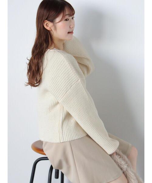 ehka sopo（エヘカソポ）の「スパンコールダブルジップカーディガン（カーディガン/ボレロ・レディース・ベージュ/キナリ/サックスブルー/グリーン・F）」の9枚目の写真