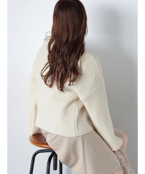 ehka sopo（エヘカソポ）の「スパンコールダブルジップカーディガン（カーディガン/ボレロ・レディース・ベージュ/キナリ/サックスブルー/グリーン・F）」の8枚目の写真