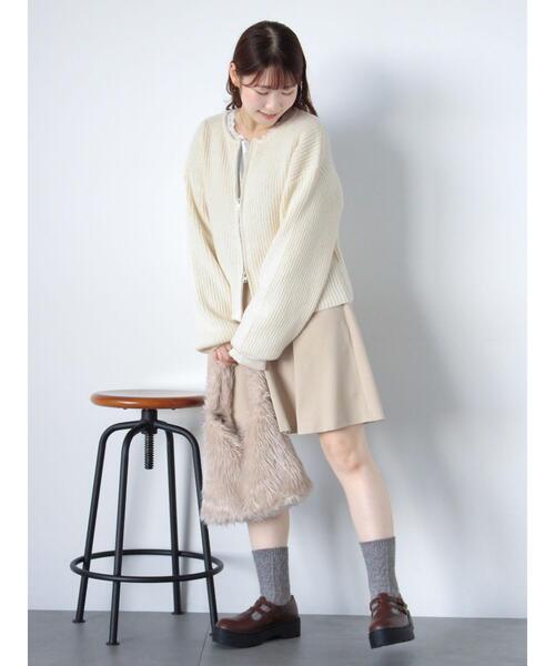 ehka sopo（エヘカソポ）の「スパンコールダブルジップカーディガン（カーディガン/ボレロ・レディース・ベージュ/キナリ/サックスブルー/グリーン・F）」の5枚目の写真