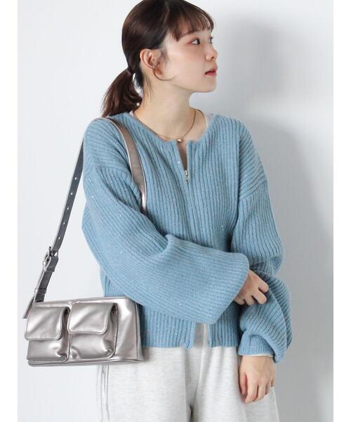 ehka sopo（エヘカソポ）の「スパンコールダブルジップカーディガン（カーディガン/ボレロ・レディース・ベージュ/キナリ/サックスブルー/グリーン・F）」の20枚目の写真