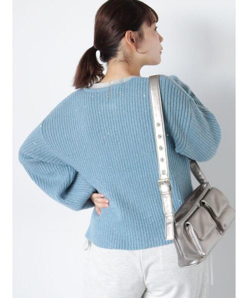 ehka sopo（エヘカソポ）の「スパンコールダブルジップカーディガン（カーディガン/ボレロ・レディース・ベージュ/キナリ/サックスブルー/グリーン・F）」の18枚目の写真