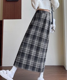 チェック柄タイトスカート バックスリット