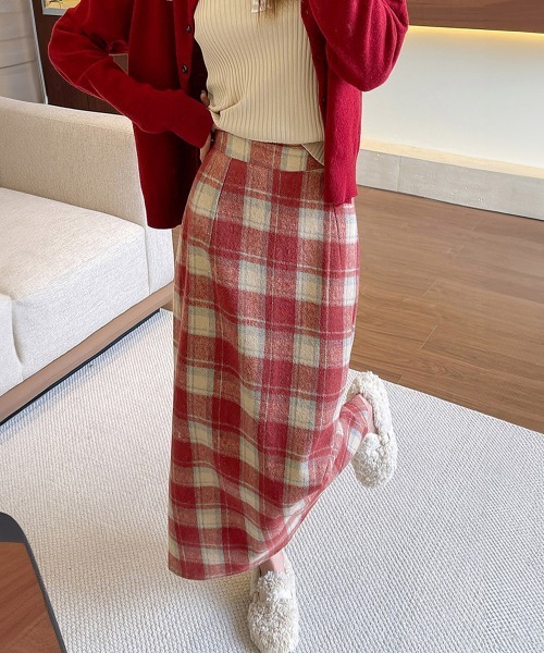 Miniministore(ミニミニストア)の「チェック柄タイトスカート バックスリット(スカート・レディース・ダークグレー/ブラウン/レッド/キャメル/ブラック・L/M)」の14枚目の写真