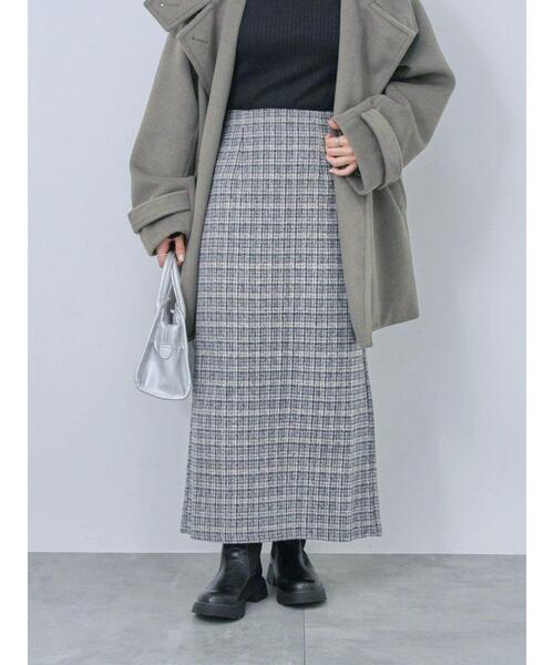 Samansa Mos2 blue（サマンサモスモスブルー）の「ツイードチェックタイトスカート（スカート・レディース・ブラック/ブラウン/イエロー・F）」の2枚目の写真
