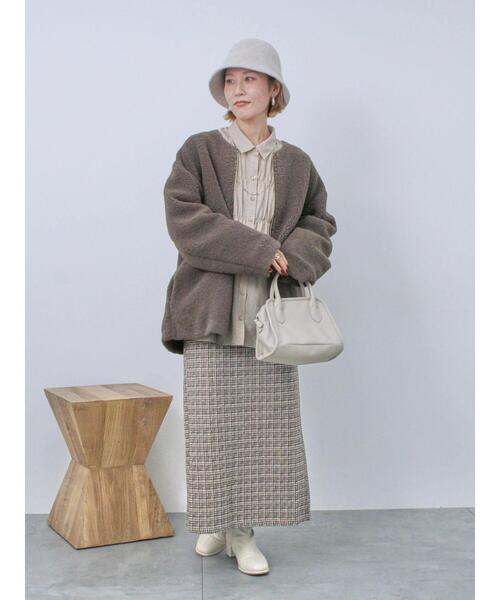 Samansa Mos2 blue（サマンサモスモスブルー）の「ツイードチェックタイトスカート（スカート・レディース・ブラック/ブラウン/イエロー・F）」の4枚目の写真