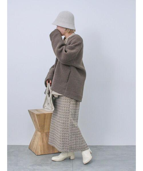 Samansa Mos2 blue（サマンサモスモスブルー）の「ツイードチェックタイトスカート（スカート・レディース・ブラック/ブラウン/イエロー・F）」の5枚目の写真