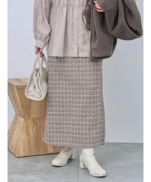 Samansa Mos2 blue（サマンサモスモスブルー）の「ツイードチェックタイトスカート（スカート・レディース・ブラック/ブラウン/イエロー・F）」の7枚目の写真