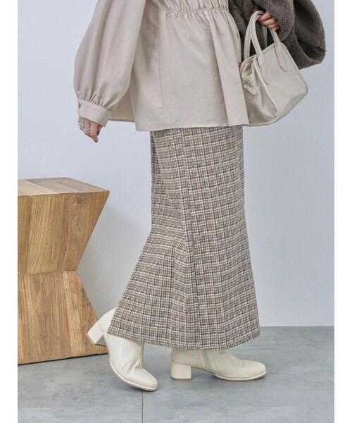 Samansa Mos2 blue（サマンサモスモスブルー）の「ツイードチェックタイトスカート（スカート・レディース・ブラック/ブラウン/イエロー・F）」の8枚目の写真