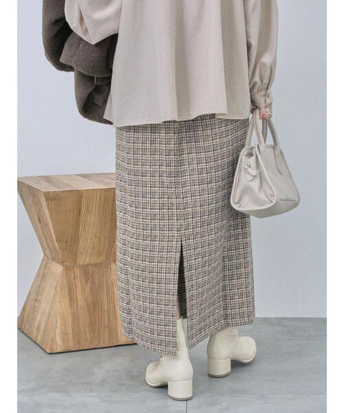 Samansa Mos2 blue（サマンサモスモスブルー）の「ツイードチェックタイトスカート（スカート・レディース・ブラック/ブラウン/イエロー・F）」の10枚目の写真