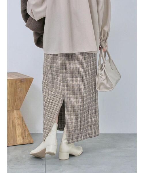 Samansa Mos2 blue（サマンサモスモスブルー）の「ツイードチェックタイトスカート（スカート・レディース・ブラック/ブラウン/イエロー・F）」の11枚目の写真