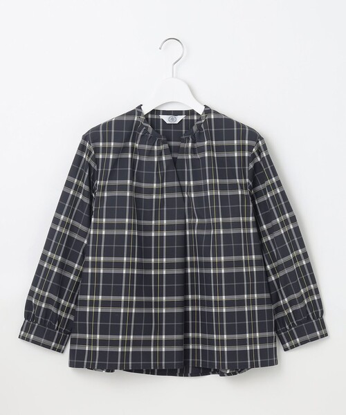 J.PRESS Ladies（J.プレス レディス）の「【洗える】コンパクトチェック スタンドカラー ブラウス（シャツ/ブラウス・レディース・ベージュ系3/ネイビー系3・XS）」の8枚目の写真