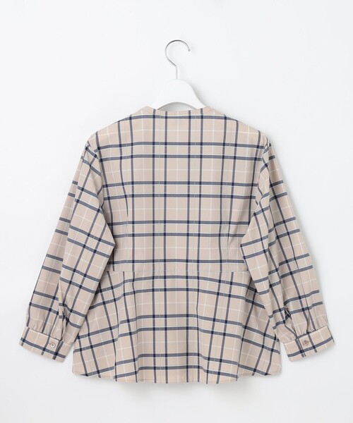 J.PRESS Ladies（J.プレス レディス）の「【洗える】コンパクトチェック スタンドカラー ブラウス（シャツ/ブラウス・レディース・ベージュ系3/ネイビー系3・XS）」の10枚目の写真