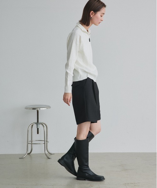 ad thie(アドティエ)の「ケーブル編み ハーフジップ ニット(ニット/セーター・レディース・オフホワイト/レッド/ライトグレー/ブラック・FREE)」の9枚目の写真