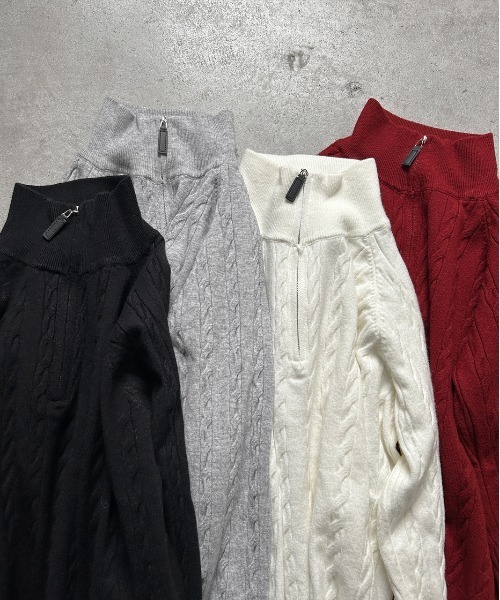 ad thie(アドティエ)の「ケーブル編み ハーフジップ ニット(ニット/セーター・レディース・オフホワイト/レッド/ライトグレー/ブラック・FREE)」の15枚目の写真
