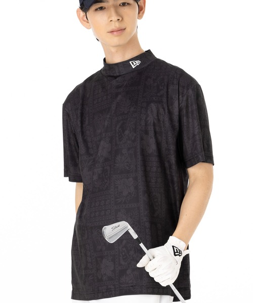 【新品未使用タグ付】ニューエラ ゴルフウェア半袖 ミッドネック Tシャツ ニューエラゴルフ 半袖ミッドネックTシャツ バンダナ柄 通気性