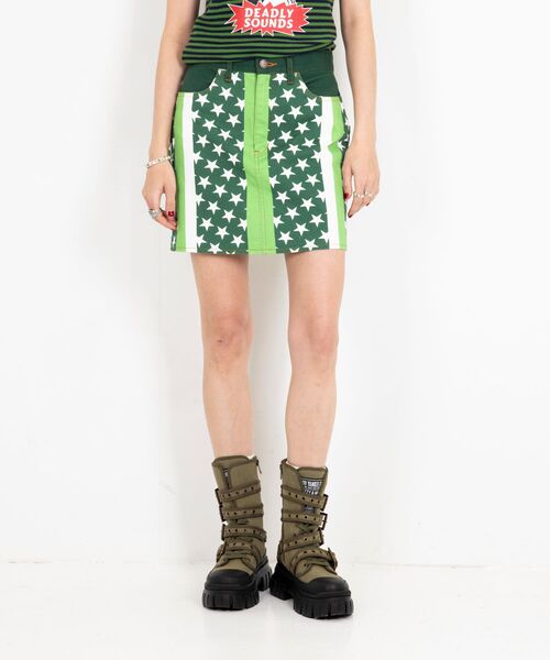 HYSTERIC GLAMOUR（ヒステリックグラマー）の「STAR STRIPE柄 Aラインミニスカート（スカート・レディース・ブラック系その他/グリーン系その他・MEDIUM/SMALL）」の5枚目の写真