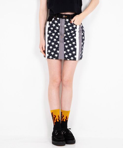 HYSTERIC GLAMOUR（ヒステリックグラマー）の「STAR STRIPE柄 Aラインミニスカート（スカート・レディース・ブラック系その他/グリーン系その他・MEDIUM/SMALL）」の10枚目の写真