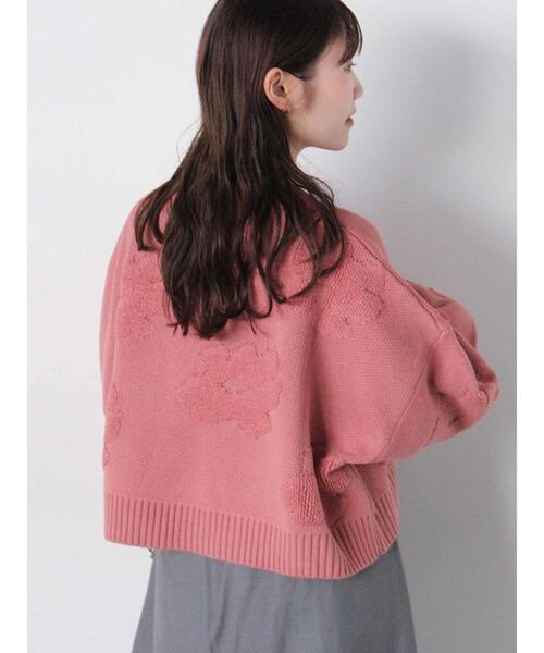 ehka sopo（エヘカソポ）の「◎ショート丈花柄ニット（ニット/セーター・レディース・キナリ/モカ/グレー/ピンク・F）」の4枚目の写真