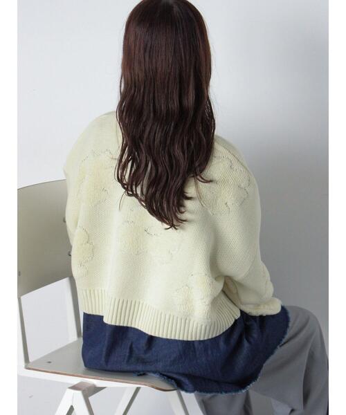 ehka sopo（エヘカソポ）の「◎ショート丈花柄ニット（ニット/セーター・レディース・キナリ/モカ/グレー/ピンク・F）」の20枚目の写真