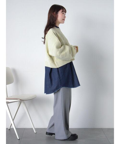 ehka sopo（エヘカソポ）の「◎ショート丈花柄ニット（ニット/セーター・レディース・キナリ/モカ/グレー/ピンク・F）」の11枚目の写真