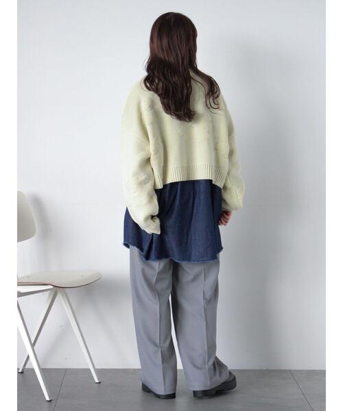 ehka sopo（エヘカソポ）の「◎ショート丈花柄ニット（ニット/セーター・レディース・キナリ/モカ/グレー/ピンク・F）」の12枚目の写真