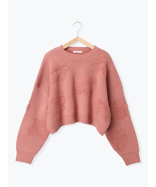 ehka sopo（エヘカソポ）の「◎ショート丈花柄ニット（ニット/セーター・レディース・キナリ/モカ/グレー/ピンク・F）」の14枚目の写真