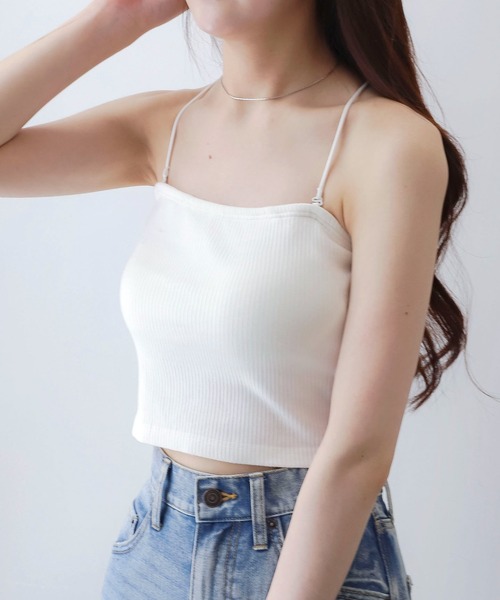 WEGO（ウィゴー）の「WEGO/なちゅ盛れカップインショートキャミ（キャミソール・レディース・ブラック/オフホワイト/ライトピンク/サックスブルー・SMALL/MEDIUM）」の16枚目の写真