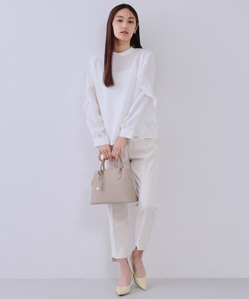 OPAQUE.CLIP（オペークドットクリップ）の「《美人百花掲載》プリーツフリルスリーブブラウス【洗濯機洗い可】（シャツ/ブラウス・レディース・ネイビー/ホワイト/ピンク・38/40/42）」の5枚目の写真