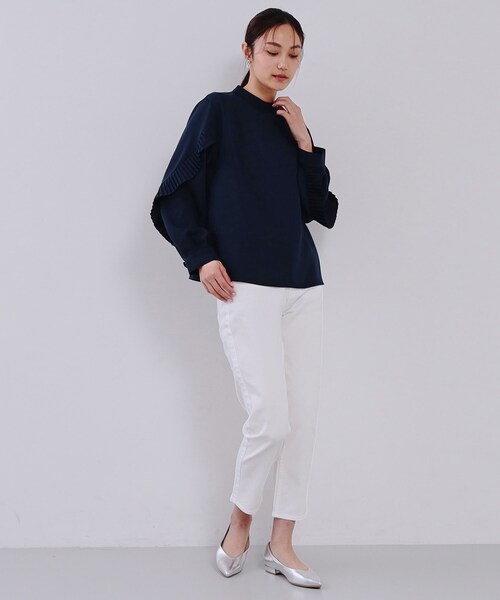 OPAQUE.CLIP（オペークドットクリップ）の「《美人百花掲載》プリーツフリルスリーブブラウス【洗濯機洗い可】（シャツ/ブラウス・レディース・ネイビー/ホワイト/ピンク・38/40/42）」の10枚目の写真