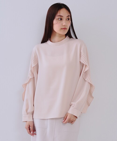 OPAQUE.CLIP（オペークドットクリップ）の「《美人百花掲載》プリーツフリルスリーブブラウス【洗濯機洗い可】（シャツ/ブラウス・レディース・ネイビー/ホワイト/ピンク・38/40/42）」の16枚目の写真