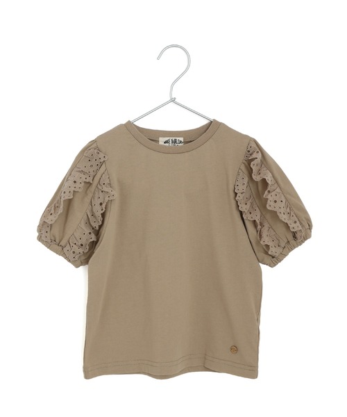 MAKE YOUR DAY(メイクユアデイ)の「ママとおそろい 袖レース半袖Tシャツ■80~140cm(Tシャツ/カットソー・キッズ・イエロー/ベージュ/サックスブルー・130/120/100/90/80/140/110)」の1枚目の写真