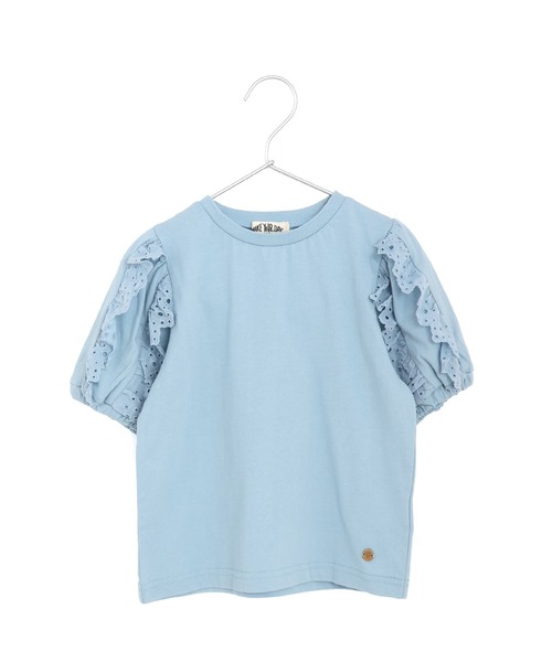 MAKE YOUR DAY(メイクユアデイ)の「ママとおそろい 袖レース半袖Tシャツ■80~140cm(Tシャツ/カットソー・キッズ・イエロー/ベージュ/サックスブルー・130/120/100/90/80/140/110)」の2枚目の写真