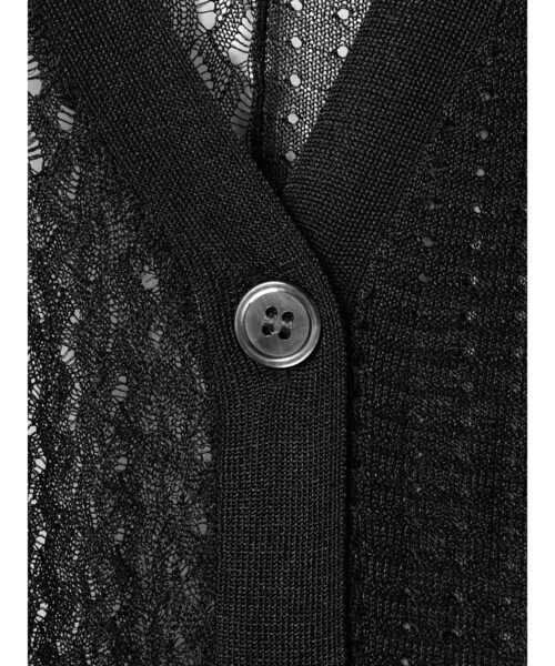 新品　ミズイロインド　パターン編みVネックカーディガン mizuiro ind(ミズイロインド)のパターン編みVネックカーディガン