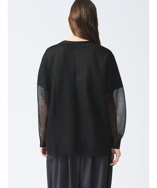 新品　ミズイロインド　パターン編みVネックカーディガン mizuiro ind(ミズイロインド)のパターン編みVネックカーディガン