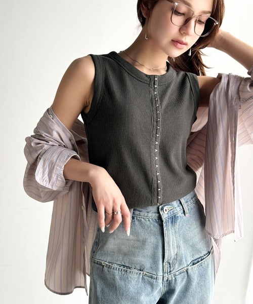 トップス kemalp ANCELLM - W/L SHORT ZIPUP SHIRT | PINKBEIGE | ジップアップシャツ