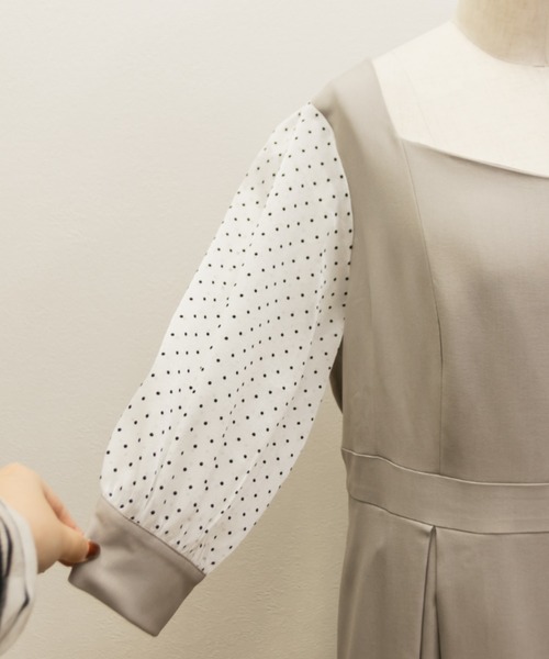 CLETTE（クレット）の「シアードットスリーブワンピース（ワンピース・レディース・サンドグレー/ネイビー/ブラック・LL/3L/4L）」の19枚目の写真