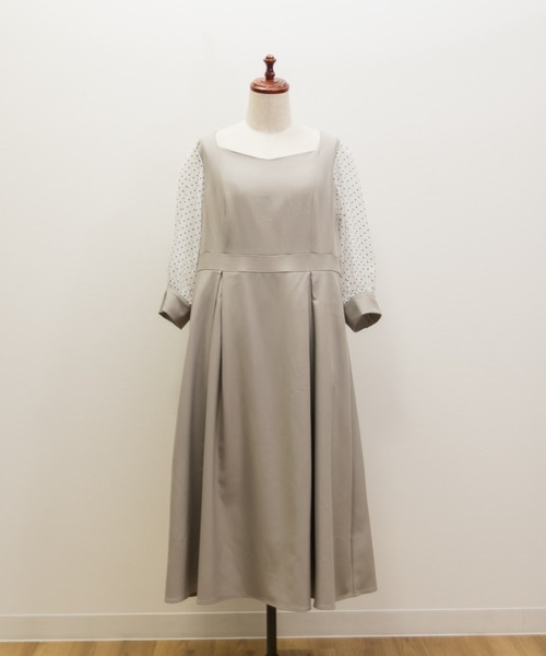 CLETTE（クレット）の「シアードットスリーブワンピース（ワンピース・レディース・サンドグレー/ネイビー/ブラック・LL/3L/4L）」の16枚目の写真